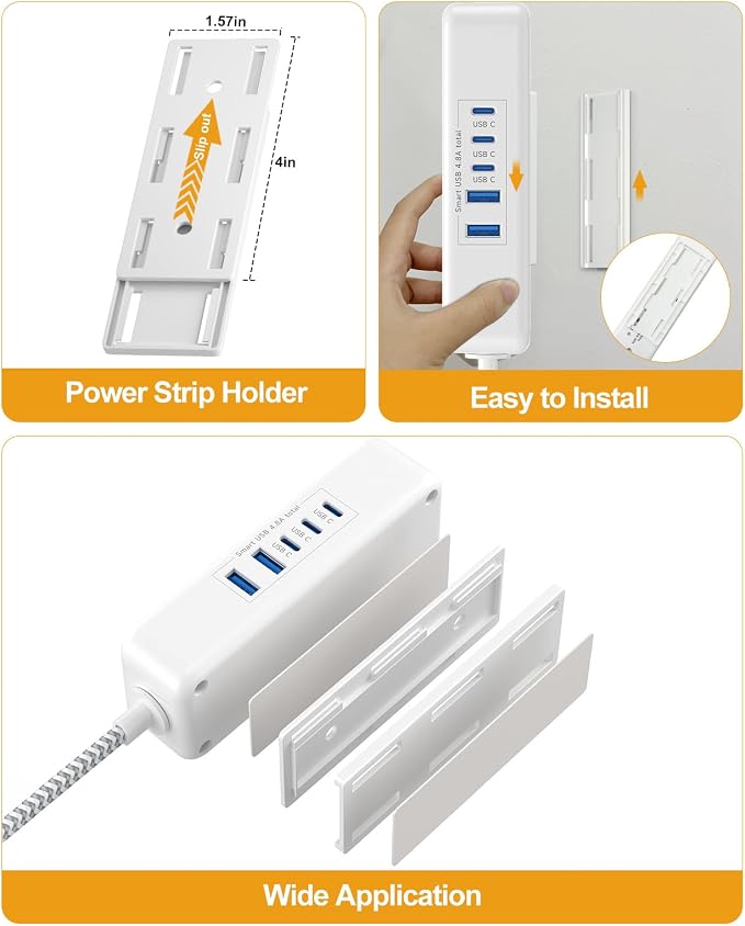 Short Extension Cord 2 Foot - Appliance Surge Protector Small Power Strip, 14 Gauge Heavy Duty Extension Cord with 4 Outlets 5 USB, High Wattage for Microwave, Workbench, Kitchen, Garage Must Have