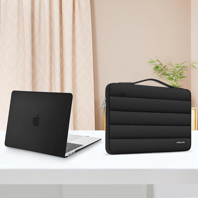 MOSISO Compatible with MacBook Pro 16 inch Case M5 M4 M3 M2 M1 2026-2021 A3429 A3428 A3403 A3186 A2991 A2780 A2485, Shell&Puffy Sleeve Bag&Keyboard Cover&Webcam Cover&Screen Protector, Black