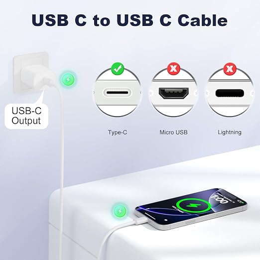 Quickeep USB C to USB C Cable 6 FT 2 Pack, Nylon Braided 60W iPhone 17 16 15 Charger Cord, Type C Charger Fast Charging, USBC to USBC Cable for iPhone 15 16 Pro Plus Pro Max/iPad Pro/Air