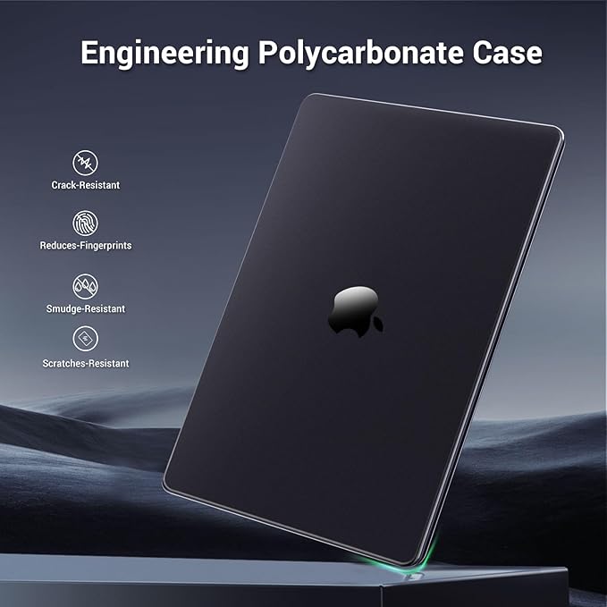 MOSISO for MacBook Air 15 inch Case M5 2026 M4 M3 M2 2025-2023 A3448 A3241 A3114 A2941, 4 in 1 Kit Seamlessly Closes Anti-Fingerprints Matte Hard Shell,Great for Business Travel Study, Black Clear