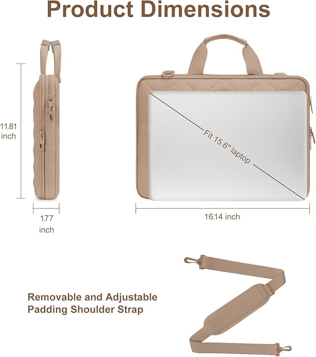 MOSISO 360 Protective Laptop Shoulder Bag, Double Layer Fluffy Padded Laptop Bag with Anti-theft Zipper