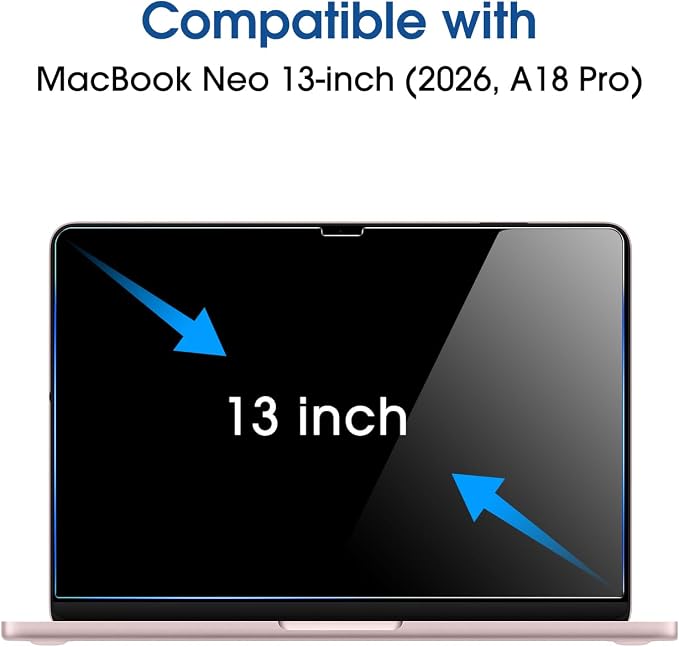 amFilm Designed for MacBook Neo 13-Inch (2026 Released) Tempered Glass Screen Protector [Zero Bubbles][9H Hardness][ Anti-Scratch][ Anti-Fingerprint], 1 Pack
