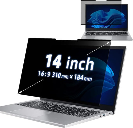 Nano-Adsorption Laptop Privacy Screen 14 inch 16:9, Removable Laptop Privacy Screen Protector, Anti Glare Blue Light Touchscreen compatible, Computer Private Filter