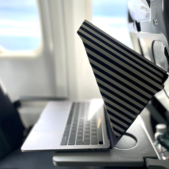 4-in-1 Laptop Screen Shade – Original Slim Hood – Sun, Privacy, Heat & Contrast Protection, Lightweight & Travel-Friendly, Fits 15–16” MacBook & PC, Patented, Striped