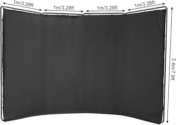 7.87x13.12ft Black Screen with Stand Portable Background for Photography Large Collapsible Photo Backdrop with Carrying Bag for Photo Studio, Video Shooting, Live Streaming