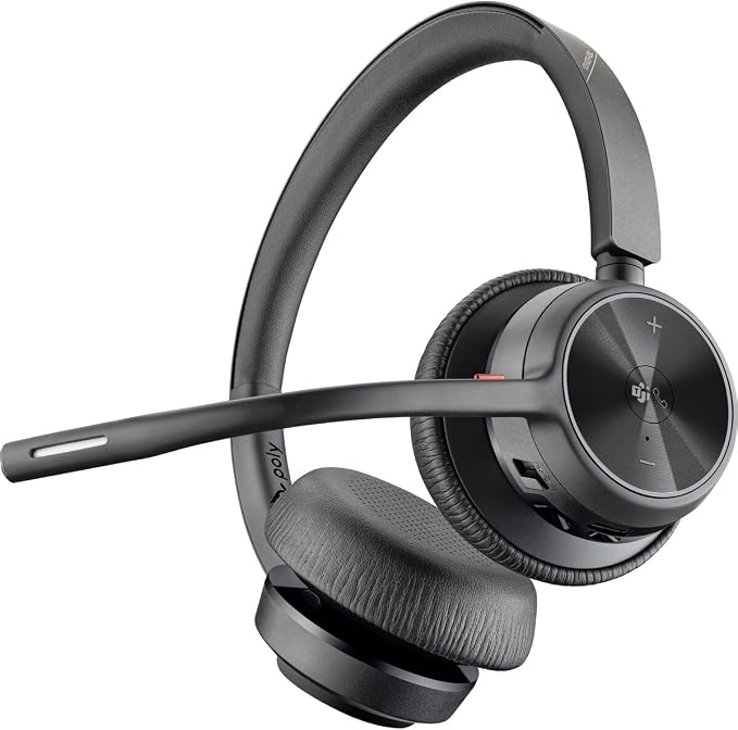 Poly - Voyager 4320 UC Wireless Headset (Plantronics) - Headphones with Boom Mic - Connect to PC/Mac via USB-C Bluetooth Adapter, Cell Phone via Bluetooth - Works with Teams (Certified), Zoom & More