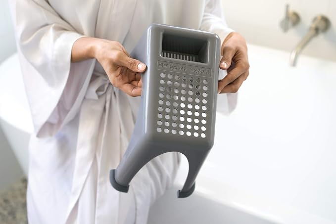 Easy Reach Foot Rest for Shower & Pedicures – Safe Non-Slip Stool for Shaving Legs, Foot Care, Nail Polish & Grooming – Small, Stackable, Drainable Pocket, Rubber Feet – Made in USA
