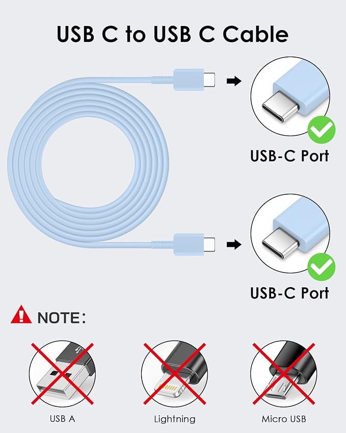 AISNI USB C Charger, 2 Pack 25W Type C Charger Fast Charging with USBC Chargers Cable 6 FT Android Phone Charge for Galaxy S25/ /S24/S23+/S22/S21/S20/Phone 17 16 15 Pro Max 16 15 Plus-Blue