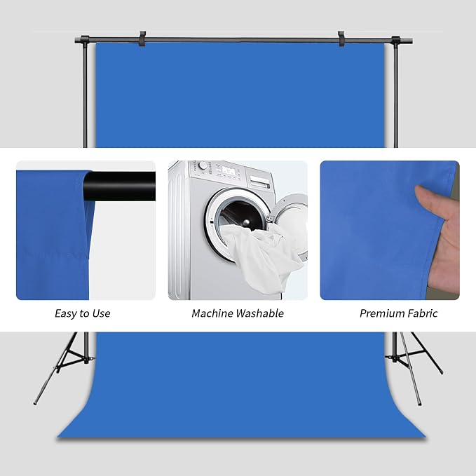 Blue Backdrop Background for Photography Photo Booth Backdrop for Photoshoot Background Screen Video Recording Parties Curtain 5x7FT