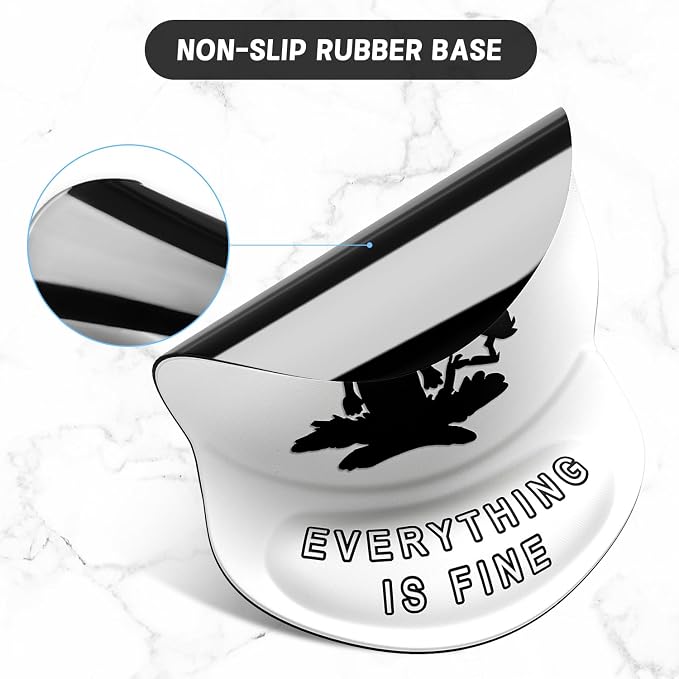 ITNRSIIET Ergonomic Mouse Pad with Gel Wrist Support Small Wrist Rest Smooth Surface Non-Slip PU Base Comfortable Office Supplies Pain Relief, 8.7 x 7.2 inches, Funny Black Cat