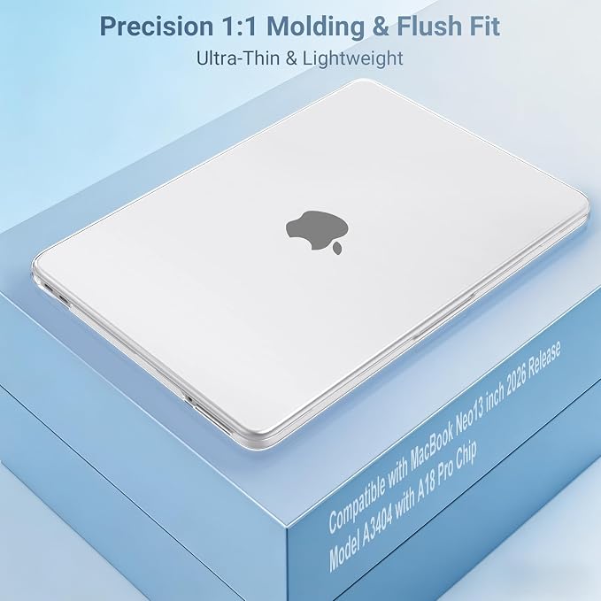 MOSISO Compatible with MacBook Neo Case 13 inch 2026 Release Model A3404 with A18 Pro Chip, 4 in 1 Kit Precision Fit Crack & Scratch Resistant Protective Hard Shell Case Cover, Frosted Clear