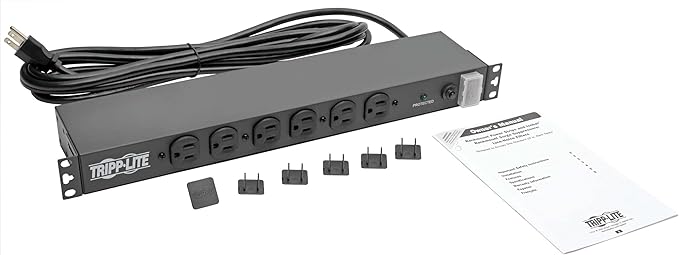 Tripp Lite 14-Outlet Rack Mount Surge Protector Power Strip PDU, 15A, 120V, 3000 Joules, 15ft Cord with 5-15P Plug, 1U Horizontal Rack Mount, Lifetime Manufacturer's Warranty (DRS-1215)
