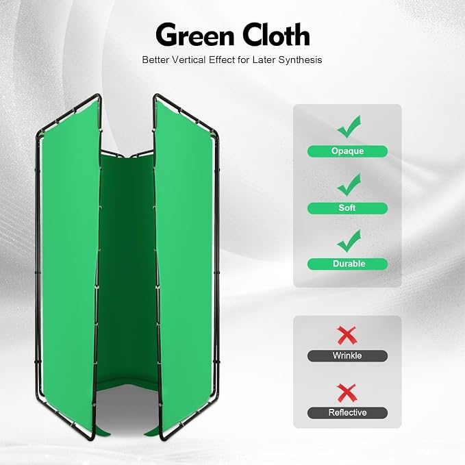 Green Screen Backdrop with Stand, 7.87ft x 13.12ft Large Chromakey Photography Background Support System, Adjustable Metal Frame w/Carrying Bag for Photo Studio, Video Shooting, Live Streaming