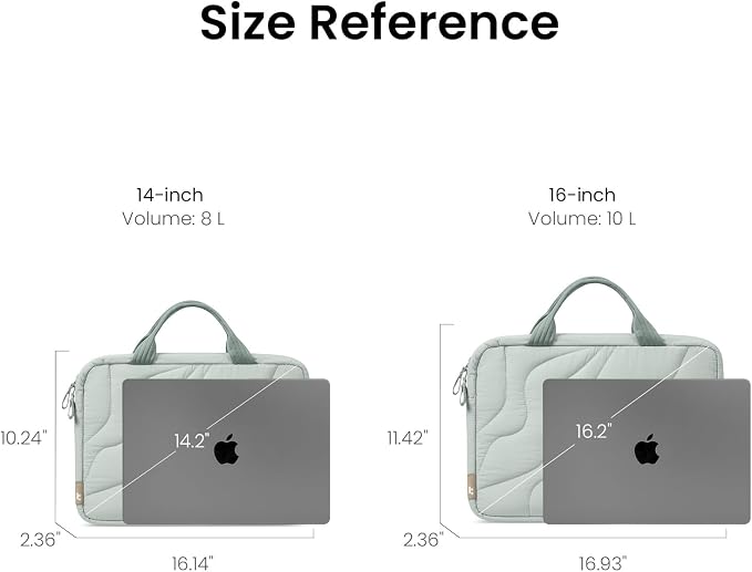 tomtoc 13-14 Inch Protective Puffy Laptop Carrying Bag for Women, Lightweight Laptop Briefcase Fits 13-inch Macbook Air M5 2026 & Neo A18, 14" MacBook Pro, Work Bag Case Handbag with Organized Storage