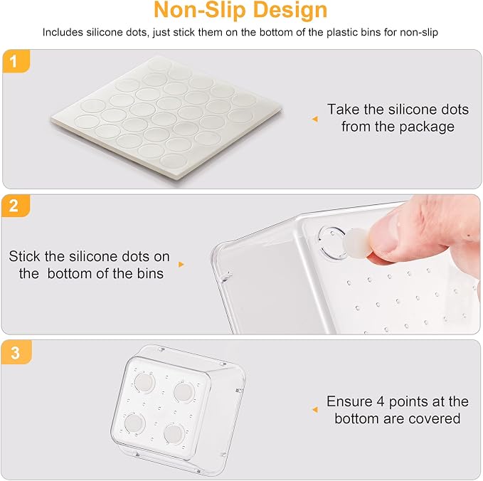 SMARTAKE 13-Piece Drawer Organizers with Non-Slip Silicone Pads, 5-Size Desk Bathroom Drawer Organizer Trays Storage Tray for Makeup, Jewelries, Utensils in Bedroom Dresser, Office and Kitchen, Clear