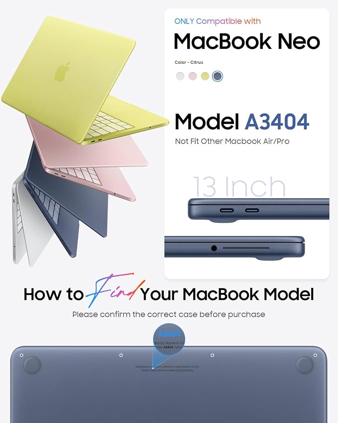 Fintie Compatible with MacBook Neo 13 Inch Case 2026 Model A3404 with A18 Pro Chip, Ultra-Thin Scratch Resistant Protective Hard Shell Cover with Keyboard Skin & Screen Protector (Glitter Indigo)