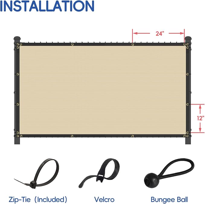 Bynbbur 6'x74' Privacy Fence Screen Net Fencing 90% Privacy Blockage Windscreen Fence Cover with Copper Grommet for Patio Backyard Garden Swimming Pool, Zip Ties Included, Beige