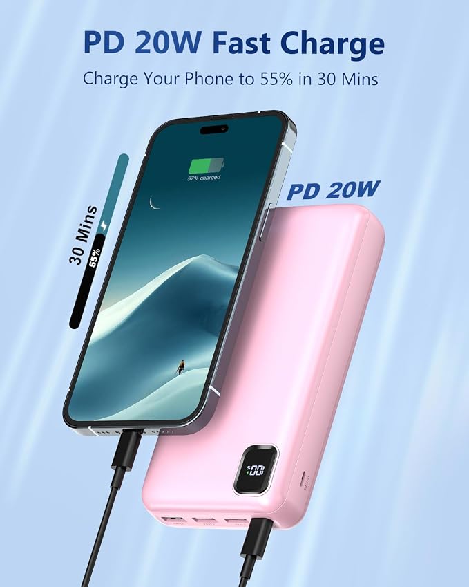 Portable Charger 50000mAh Power Bank, PD 30W Fast Charging External Battery Pack,High Capacity External Battery Pack for Camping, Portable Phone Charger for iPhone Samsung Android