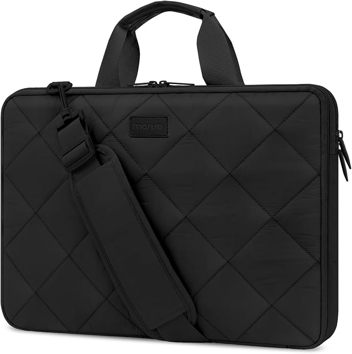 MOSISO 360 Protective Laptop Shoulder Bag, Double Layer Fluffy Padded Laptop Bag with Anti-theft Zipper