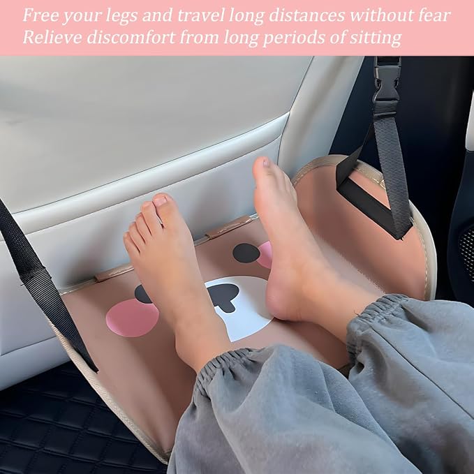 Car Foot Hammock, Adjustable Cute Bear Vehicle Headrest Seat Hanging Footrest with Adjustable Straps, Portable Auto Interior Leg Support Relax Pad, Universal for SUV RV Truck (Style1)