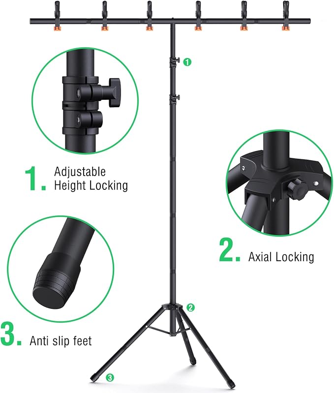 Forlogic Green Screen Backdrop Kit with Stand, 8x5.3ft Portable GreenScreen Background Stand for Streaming Video and Photography Shoots