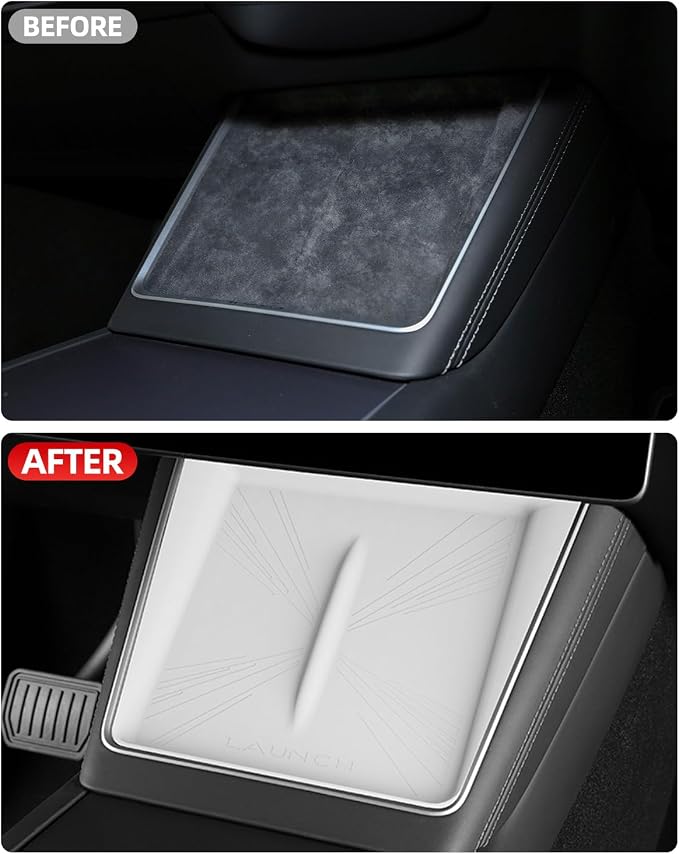 White Center Console Silicone Mat Conpatible vith Tesla Model Y Juniper 2025-2026, Waterproof Spill Proof Center Console Liner Pad, Non-Slip Vireless Charging Friendly Interior Accessories(Style A)