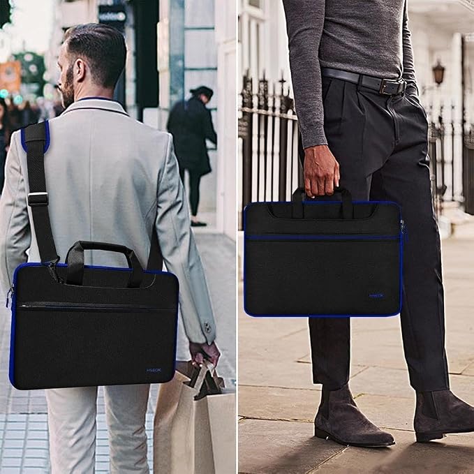 Hseok Laptop Shoulder Bag 15-15.6 inch Shockproof Water-Resistant HandBag with Small Case Compatible with MacBook Pro Neo 16" M5 M4 M3 M2 M1, Mac Pro Air 15", XPS 15/16, Most 15" 15.6" 16",BK-blue