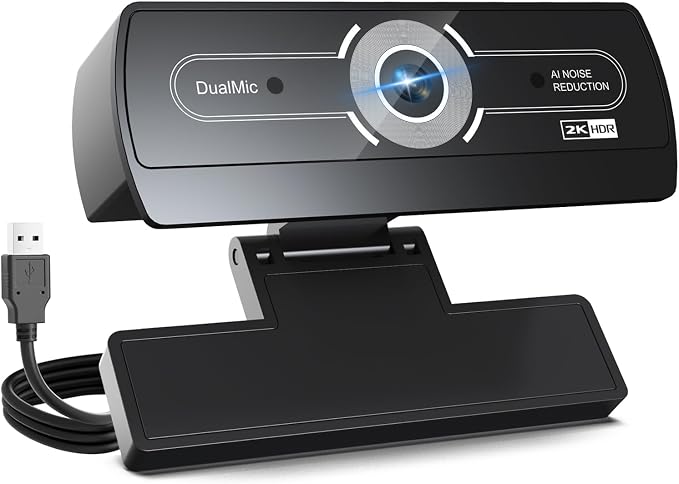 2K Webcam for PC - 2K Ultra HD Computer Camera with PDAF Autofocus, AI Noise-Canceling Mic, USB Plug & Play, 92° FOV & Auto Lighting Correction for Laptop & Desktop (Social Streaming Video Call)