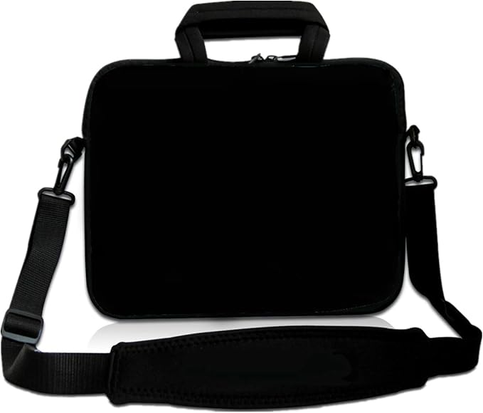 RICHEN 14 15 15.4 15.6 inch Laptop Shoulder Bag Messenger Bag Notebook Handle Sleeve Neoprene Carrying Case with Accessories Pocket (14-15.6 inch, Pure Black)