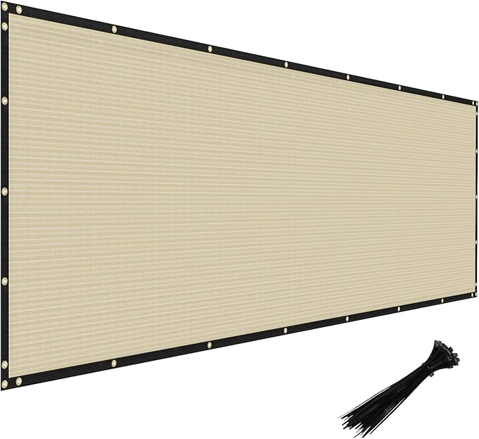 Windscreen4less Privacy Fence Screen Heavy Duty Windscreen Fencing Mesh Fabric Shade Net Cover with Brass Grommtes for Outdoor Wall Garden Yard Pool Deck, 8'x251' Beige