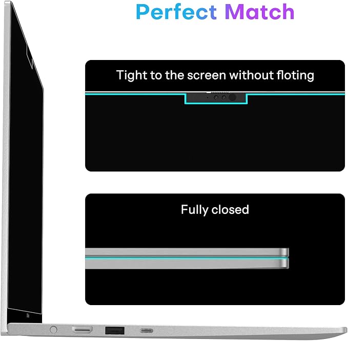 OMOTON Magnetic Laptop Privacy Screen 14 Inch 16:10, Anti-Spy Filter, Matte Anti Glare Blue Light Protector, Easy Install & Remove