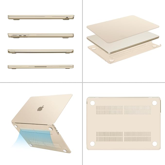 MOSISO Compatible with MacBook Air 13 inch Case M5 2026 M4 2025 M3 M2 2024-2022 A3449 A3240 A3113 A2681, Hard Shell&Keyboard Cover&Screen Film&Type C for MacBook Air 13.6 inch Case, Starlight