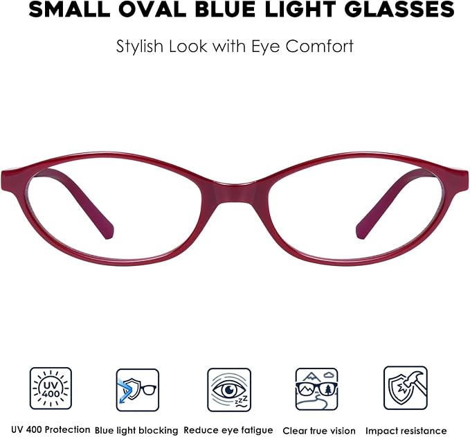 mosanana Blue Light Blocking Oval Glasses for Women Trendy Retro MO25101