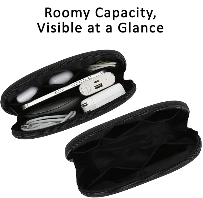 E-Tree Small Tech Pouch, Electronics Accessories Storage Bag, Travel Electronic Organizer Case Compatible with MacBook Laptop Charger Mouse Adapter Hub Cell Phone Cord Cable Powerbank