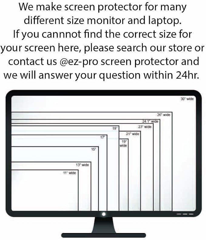 Privacy Screen Filter for 19 Inches (Monitor Screen Measured Diagonally) Computer Monitor. Screen Protector size is 16.1 inch width x 10.1 inch height. Anti Glare and Anti Blue Light Protection