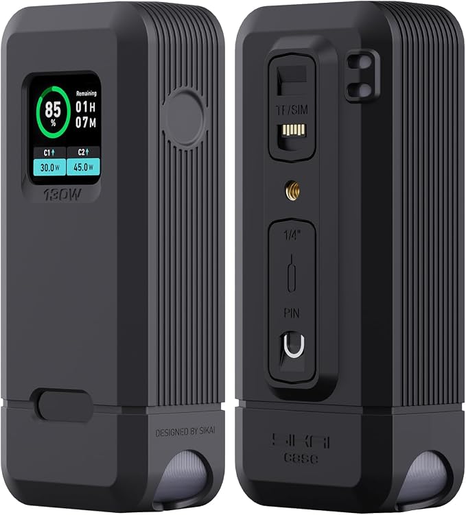 Silicone Case for Anker Prime Power Bank 12,000 mAh 130W 1/4-inch nut Hole, TF/SM Card Storage Reserved Only Compatible with Anker 130W Prime Power Bank Protective Cover Dustproof Soft (Black)