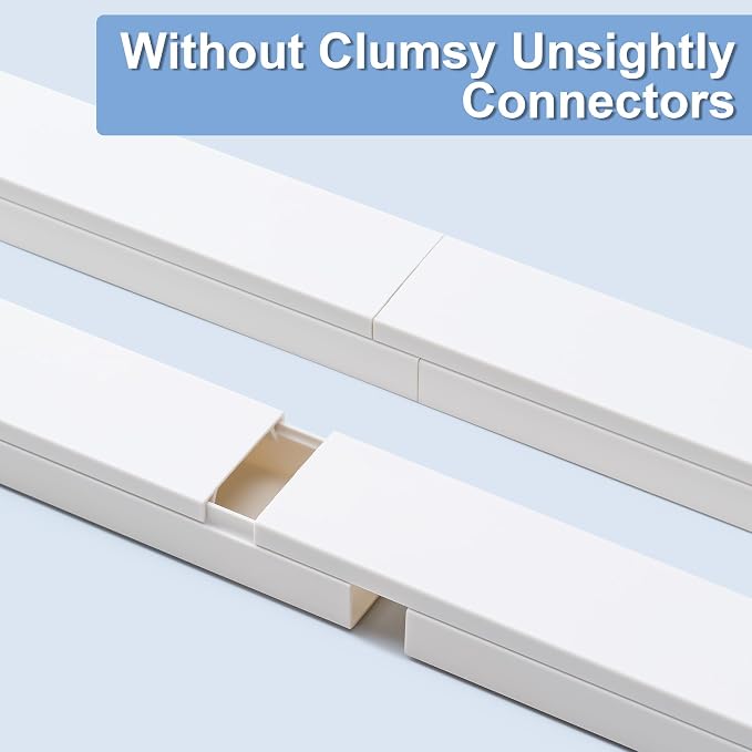 58in Cord Hider, Cable Hider, Cord Covers for Wires on Wall, Paintable Cable Cover Raceway, Wire Hiders for TV on Wall, Cord Concealer, Cord Cable Management, 4X L14.5 W0.96 H0.58in, White