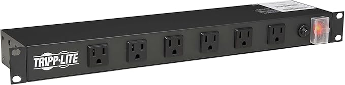 Tripp Lite 12-Outlet Rack Mount Power Strip PDU, Six Front & Six Rear Facing Outlets, 15A, 120V, 15ft Cord with Right-Angle Plug, Horizontal 1U Rack Mount, Black