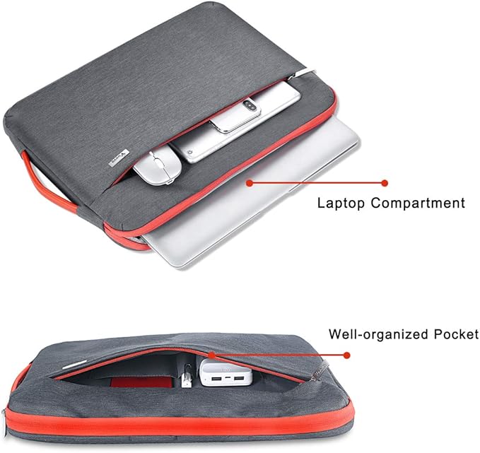 Voova Laptop Sleeve Case 11 11.6 12 Inch, 360° Protective Computer Cover Bag Compatible with Surface Pro X/8/7/6/5, Surface Laptop Go 3/2, MacBook Air 11, Hp Acer Asus Samsung Chromebook Tablet, Grey