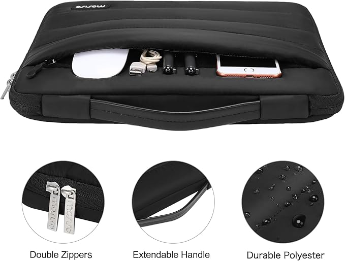 MOSISO Compatible with MacBook Air 15 inch Case M5 2026 M4 2025 M3 2024 M2 2023 A3448 A3241 A3114 A2941, Plastic Hard Shell Case&Puffy Sleeve Bag&Keyboard Skin&Webcam Cover&Screen Film, Black