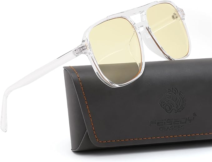 FEISEDY Amber Blue Light Glasses for Computer Gaming Orange/Yellow lens Anti Eyestrain Sleep Glasses G2835