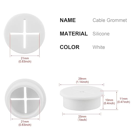 Desk Grommet,1 Inch Flexible Rubber Grommets, Silicone Cable Cord Grommet Wire Hole Cover for Desk, Table and Other Furnitures(12Pack)