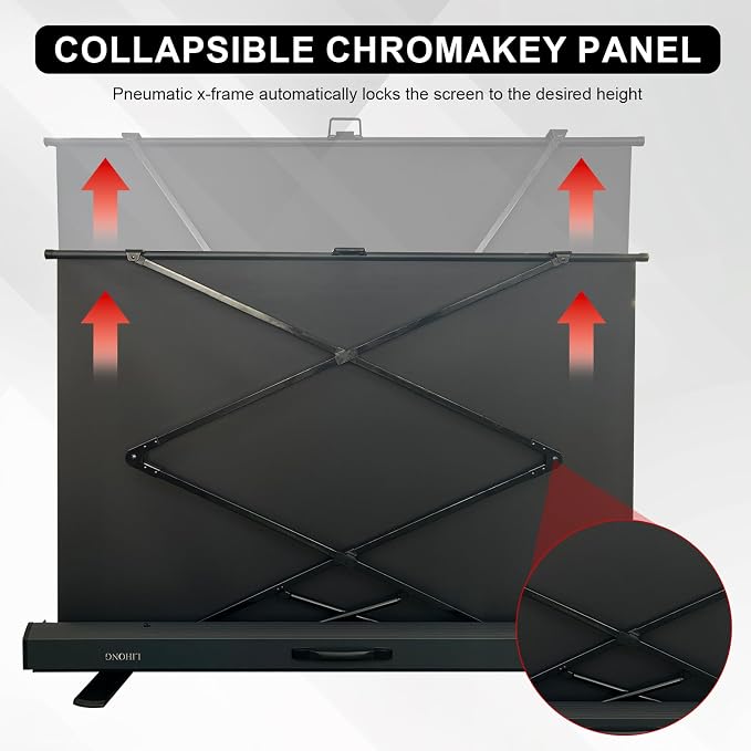 LIHONG 59.8 x 78.7in White Screen Collapsible Chroma Key Backdrop,Portable Retractable Photo Background with Stand for Video, Live Game,Streaming,Wrinkle Resistant Fabric,Pull-up&Down Style