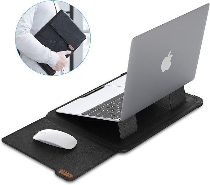 Nillkin Laptop Sleeve 15.6 inch (3-in-1), MacBook Sleeve with Adjustable Stand & Mouse Pad, 2 Stand Modes, 15 inch Laptop Case, MacBook Accessories, Slim for Chromebook/HP 13-15.6, Black Texture