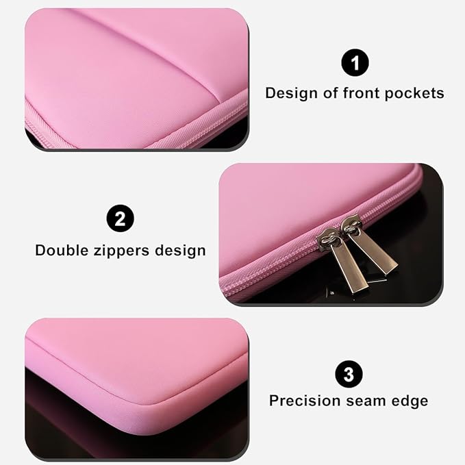 Laptop Sleeve for MacBook Neo/Air/Pro 13 inches A18/M5/M4/M3/M2/M1 Chip 2026-2020 A3404 A3449 A3240 A3113 with 2 Pockets Tablet Bag Case Accessories (Bright Pink)