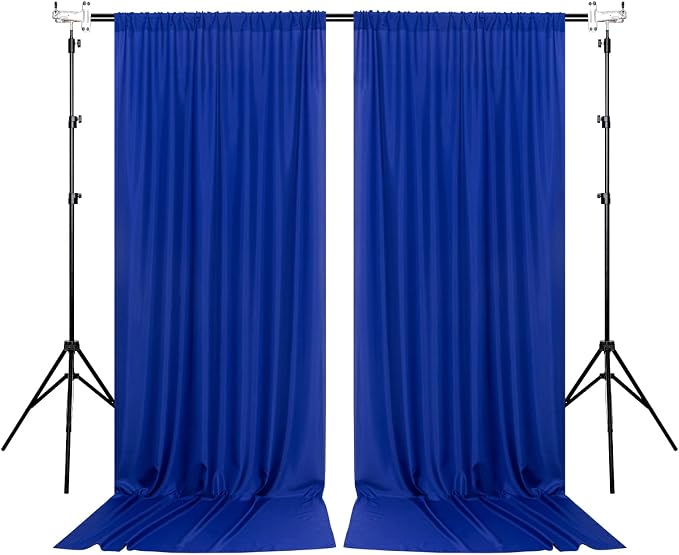 10ft x 10ft Royal Blue Backdrop Curtains for Party Stage Wedding Ceremony Light Filtering Curtains Photography Backdrop for Baby Showers Rod Pocket Home Sliding Door Decoration, 5ft x 10ft, 2 Panels