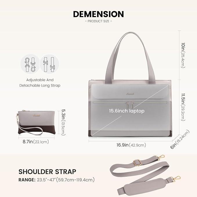 LOVEVOOK Laptop Bag for Women 15.6 Inch Tote Work Professional Leather Computer Briefcase Waterproof Handbag Shoulder Large Capacity Business Teacher Office Crossbody Purse