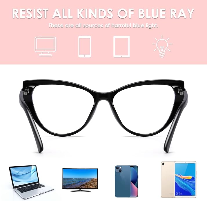 TEAPLMTT 2 Pack Cat Eye Blue Light Blocking Glasses for Women Trendy TR90 Frame Anti Blue Ray Eyesatrain Computer Eyeglasses