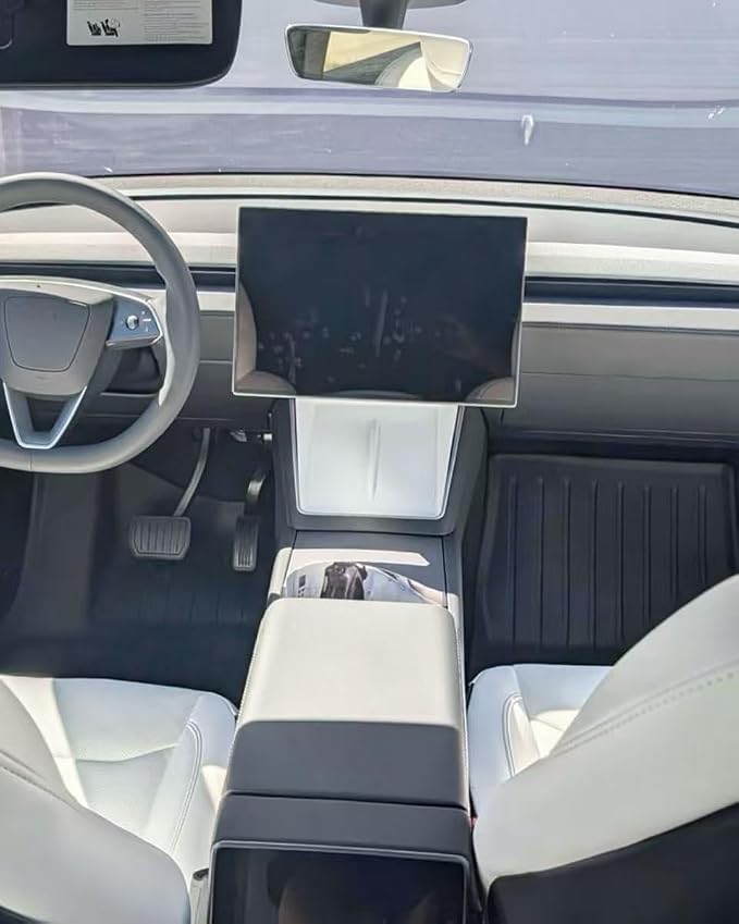 Center Console Wireless Charging Silicone Mat for Tesla Model 3 (Highland 2024-2025) & for 2025-2026 Tesla Model Y Juniper, Ultra-Thin Phone Non-Slip Pad, Interior Protective Cover Accessories - White