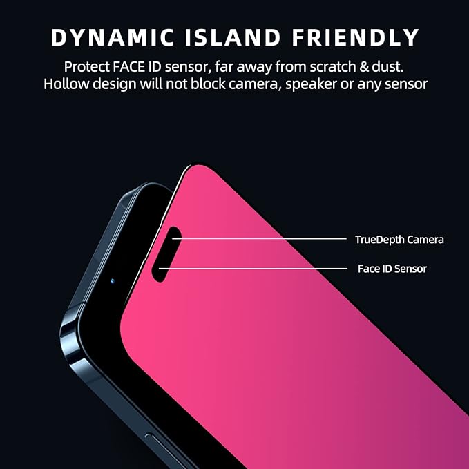 EGKimBa Privacy Screen Protector - Compatible with iPhone 16, 15, 14 Pro - 6.1 inch Gradient Colorful Electroplated Anti-Spy Anti-Blue Light Tempered Glass | Electroplated